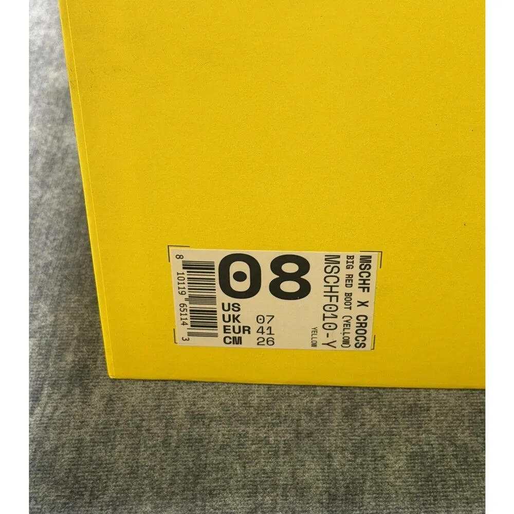 MSCHF X CROCS BIG YELLOW BOOTS CROCS SIZE 8 NEW WITH BOX